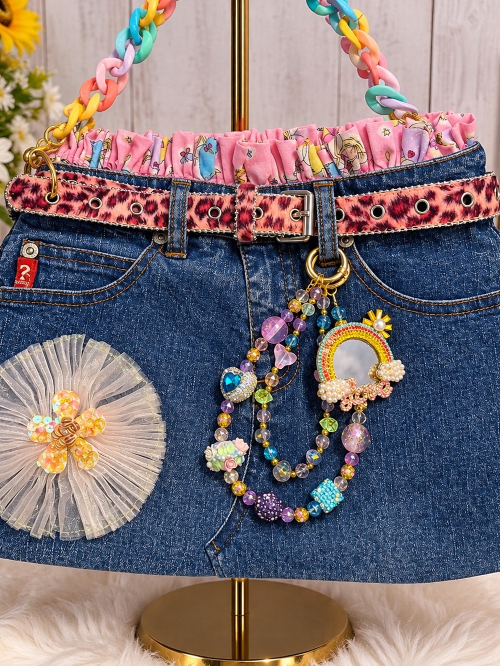 GUESS Denim Shorts Custom Purse – Groovy Girl Y2K – Embellishedu